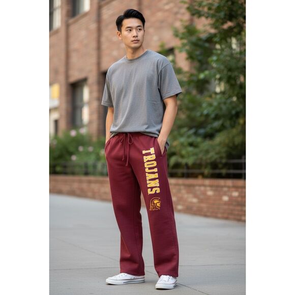 Trojans USC Logo Burgundy Red Drawstring Sweatpants Joggers Colosseum Size L - Picture 11 of 11